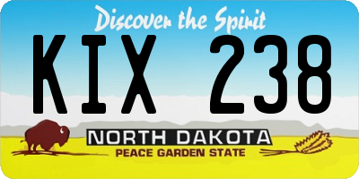 ND license plate KIX238