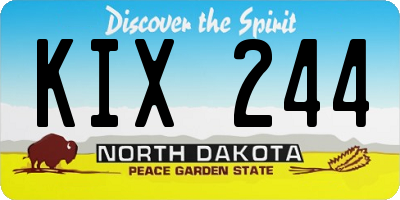 ND license plate KIX244