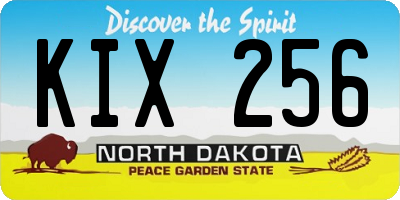 ND license plate KIX256