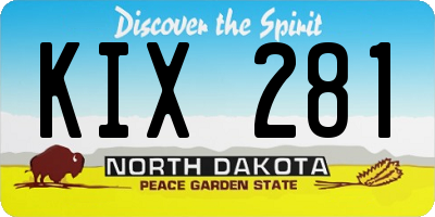 ND license plate KIX281