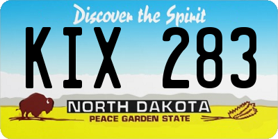 ND license plate KIX283