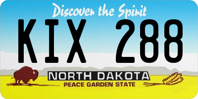 ND license plate KIX288