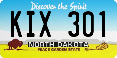 ND license plate KIX301