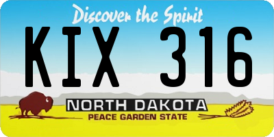 ND license plate KIX316