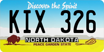 ND license plate KIX326