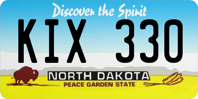 ND license plate KIX330