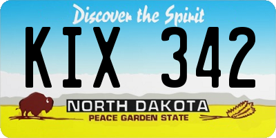 ND license plate KIX342
