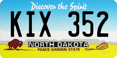 ND license plate KIX352
