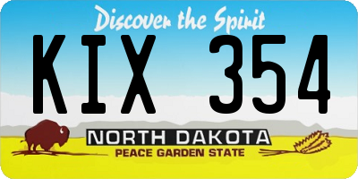 ND license plate KIX354