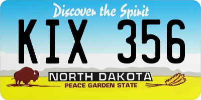 ND license plate KIX356