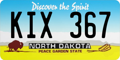 ND license plate KIX367