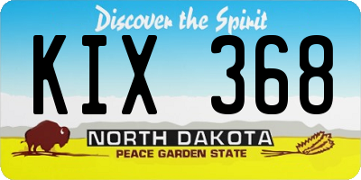 ND license plate KIX368