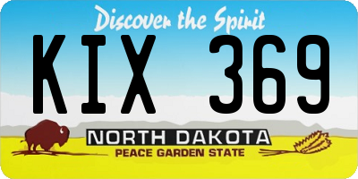ND license plate KIX369