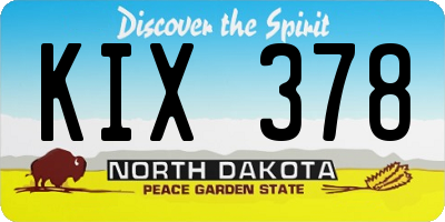 ND license plate KIX378