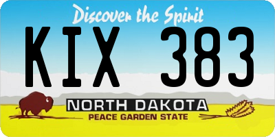 ND license plate KIX383