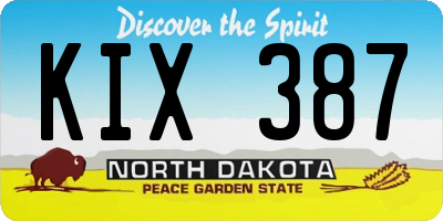 ND license plate KIX387