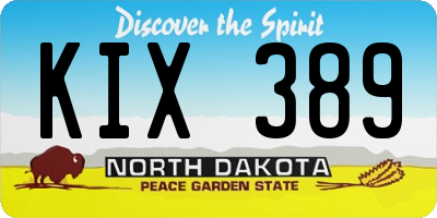 ND license plate KIX389