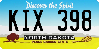 ND license plate KIX398