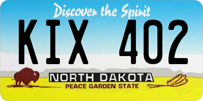 ND license plate KIX402