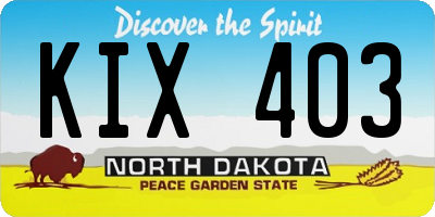 ND license plate KIX403