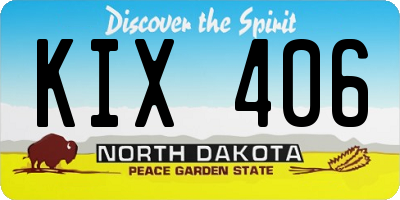 ND license plate KIX406