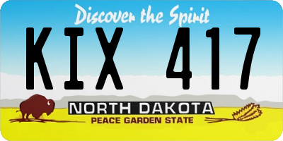 ND license plate KIX417
