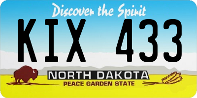 ND license plate KIX433