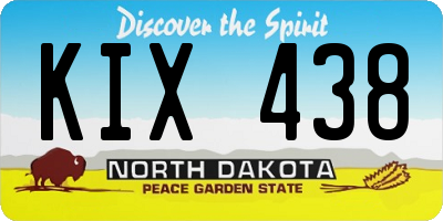 ND license plate KIX438