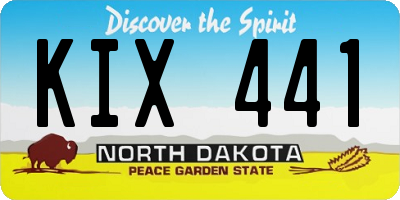 ND license plate KIX441