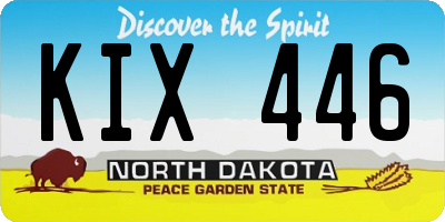 ND license plate KIX446