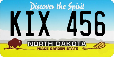 ND license plate KIX456