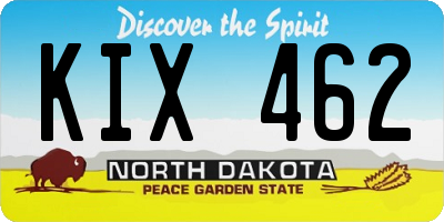 ND license plate KIX462