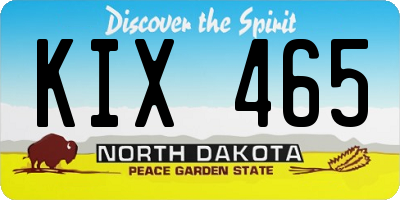 ND license plate KIX465