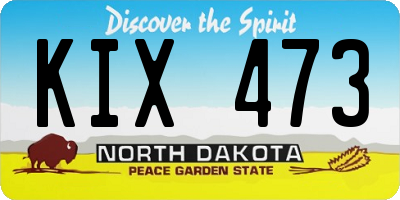 ND license plate KIX473
