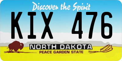 ND license plate KIX476