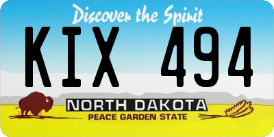 ND license plate KIX494