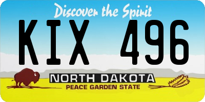 ND license plate KIX496