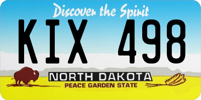 ND license plate KIX498