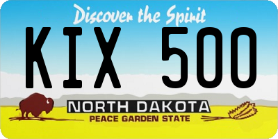 ND license plate KIX500