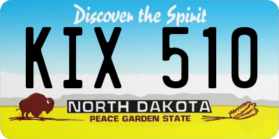 ND license plate KIX510