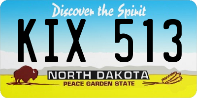 ND license plate KIX513