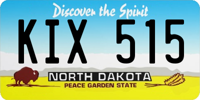 ND license plate KIX515