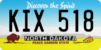 ND license plate KIX518