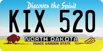 ND license plate KIX520