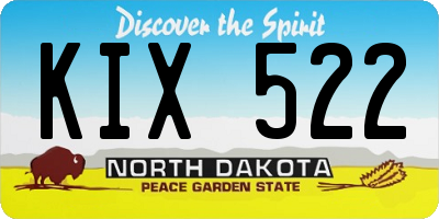 ND license plate KIX522