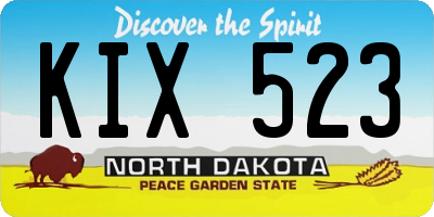 ND license plate KIX523