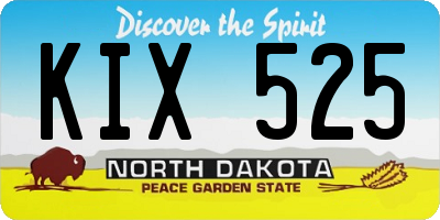 ND license plate KIX525