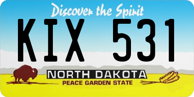 ND license plate KIX531