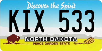 ND license plate KIX533