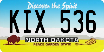 ND license plate KIX536